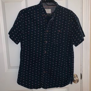 Denim & Flower Fox Print Short-Sleeved Button Up